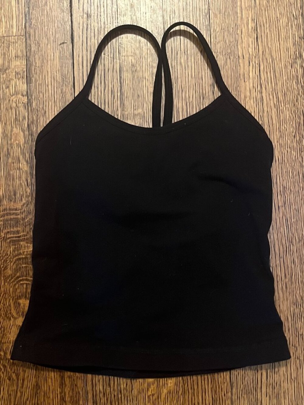 Lululemon Flow Y Cropped Tank Top Light Support Built-in Bra Black Size 2